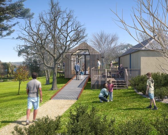 Artistic representation of entrance to planned visitor hub Strawberry Hill