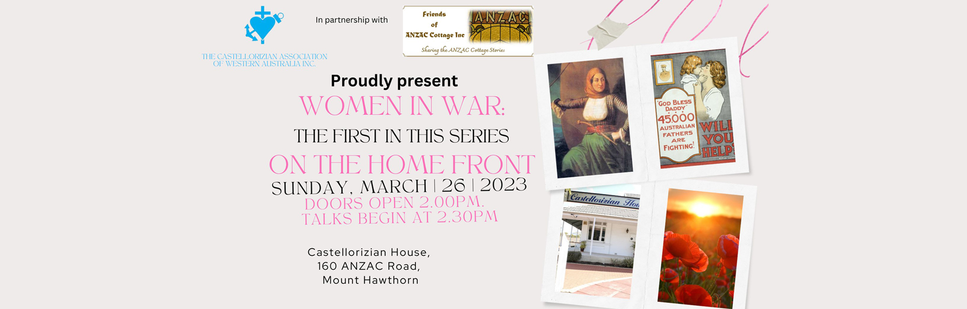 Women Of War, Friends Of Anzac Cottage banner image