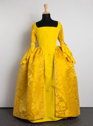 Original silk made into 18th century dress - front