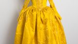 Original silk made into 18th century dress - back