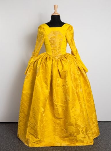 Original silk made into 18th century dress - back