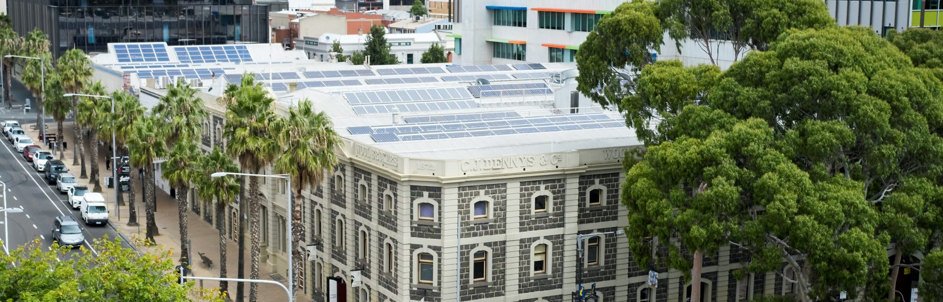 Aerial view of the 1872 Dennys Lascelles Woolstore Geelong