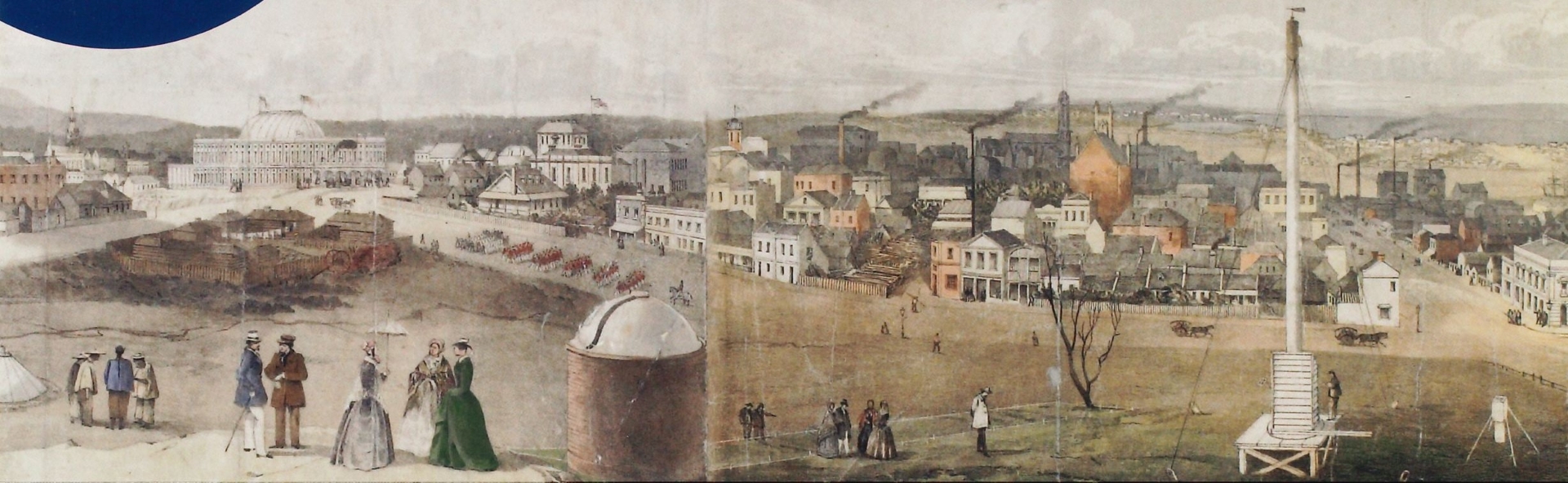 The Flagstaff Gardens, 1858 (lithography with hand colouring) by George Rowe.