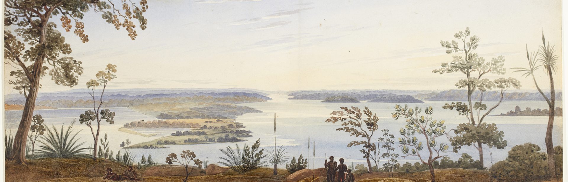 Frederick GARLING, View from Mount Eliza, 1827. Watercolour on paper. 15 x 37 cm. Janet Holmes à Court Collection
