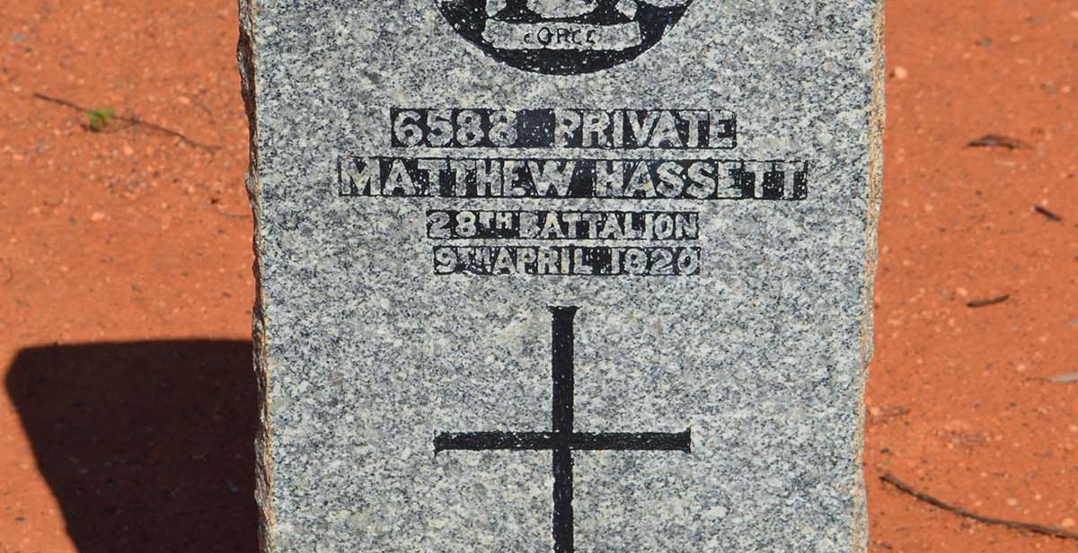 Headstone  Private Matthew Hassett 6588