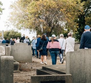 Tour group at the Geelong Eastern Cemetery related image