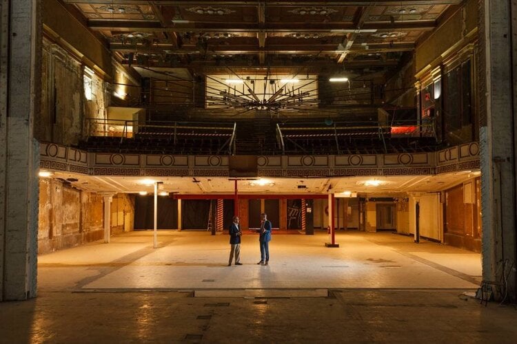 An empty theatre undergoing rennovations.