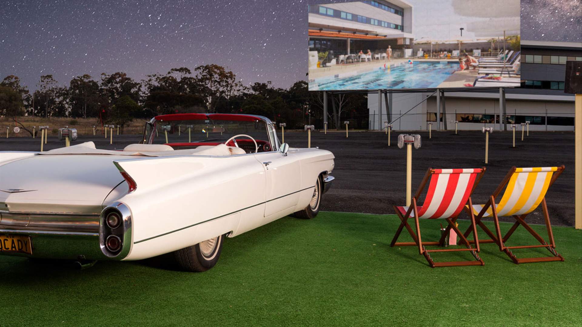 A classic car at the Blacktown drive-in cinema